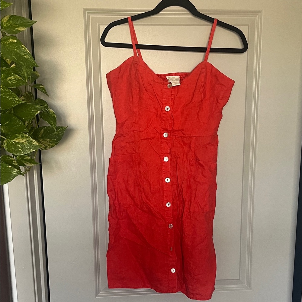 Cynthia Rowley Red Button-Front Mini Dress
